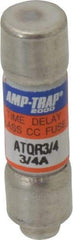 Ferraz Shawmut - 300 VDC, 600 VAC, 0.75 Amp, Time Delay General Purpose Fuse - Clip Mount, 1-1/2" OAL, 100 at DC, 200 at AC kA Rating, 13/32" Diam - USA Tool & Supply