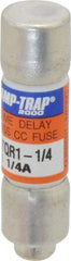 Ferraz Shawmut - 300 VDC, 600 VAC, 1.25 Amp, Time Delay General Purpose Fuse - Clip Mount, 1-1/2" OAL, 100 at DC, 200 at AC kA Rating, 13/32" Diam - USA Tool & Supply