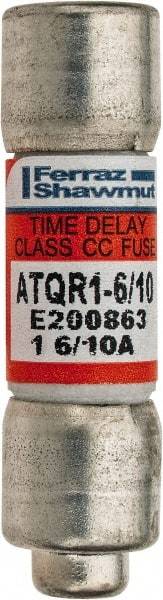 Ferraz Shawmut - 300 VDC, 600 VAC, 1.6 Amp, Time Delay General Purpose Fuse - Clip Mount, 1-1/2" OAL, 100 at DC, 200 at AC kA Rating, 13/32" Diam - USA Tool & Supply