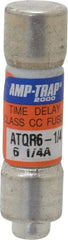 Ferraz Shawmut - 300 VDC, 600 VAC, 6.25 Amp, Time Delay General Purpose Fuse - Clip Mount, 1-1/2" OAL, 100 at DC, 200 at AC kA Rating, 13/32" Diam - USA Tool & Supply