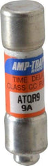 Ferraz Shawmut - 300 VDC, 600 VAC, 9 Amp, Time Delay General Purpose Fuse - Clip Mount, 1-1/2" OAL, 100 at DC, 200 at AC kA Rating, 13/32" Diam - USA Tool & Supply