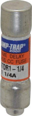 Ferraz Shawmut - 300 VDC, 600 VAC, 1.25 Amp, Time Delay General Purpose Fuse - Clip Mount, 1-1/2" OAL, 100 at DC, 200 at AC kA Rating, 13/32" Diam - USA Tool & Supply