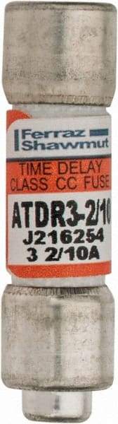 Ferraz Shawmut - 300 VDC, 600 VAC, 3.2 Amp, Time Delay General Purpose Fuse - Clip Mount, 1-1/2" OAL, 100 at DC, 200 at AC kA Rating, 13/32" Diam - USA Tool & Supply