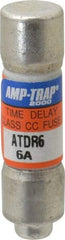 Ferraz Shawmut - 300 VDC, 600 VAC, 6 Amp, Time Delay General Purpose Fuse - Clip Mount, 1-1/2" OAL, 100 at DC, 200 at AC kA Rating, 13/32" Diam - USA Tool & Supply