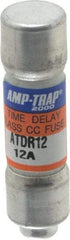 Ferraz Shawmut - 300 VDC, 600 VAC, 12 Amp, Time Delay General Purpose Fuse - Clip Mount, 1-1/2" OAL, 100 at DC, 200 at AC kA Rating, 13/32" Diam - USA Tool & Supply