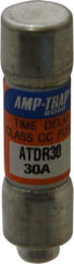 Ferraz Shawmut - 300 VDC, 600 VAC, 30 Amp, Time Delay General Purpose Fuse - Clip Mount, 1-1/2" OAL, 100 at DC, 200 at AC kA Rating, 13/32" Diam - USA Tool & Supply
