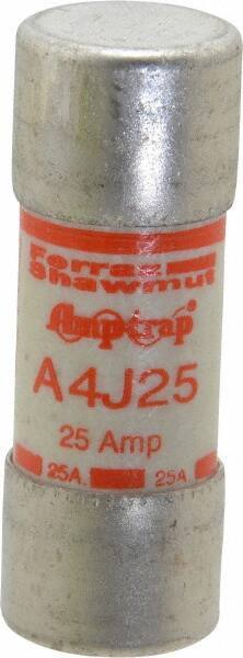 Ferraz Shawmut - 300 VDC, 600 VAC, 25 Amp, Fast-Acting General Purpose Fuse - Clip Mount, 2-1/4" OAL, 100 at DC, 200 at AC kA Rating, 13/16" Diam - USA Tool & Supply