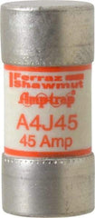 Ferraz Shawmut - 300 VDC, 600 VAC, 45 Amp, Fast-Acting General Purpose Fuse - Clip Mount, 2-3/8" OAL, 100 at DC, 200 at AC kA Rating, 1-1/16" Diam - USA Tool & Supply