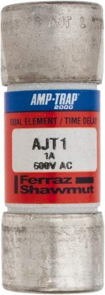 Ferraz Shawmut - 500 VDC, 600 VAC, 1 Amp, Time Delay General Purpose Fuse - Clip Mount, 2-1/4" OAL, 100 at DC, 200 at AC, 300 (Self-Certified) kA Rating, 13/16" Diam - USA Tool & Supply