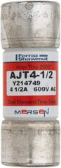 Ferraz Shawmut - 500 VDC, 600 VAC, 4.5 Amp, Time Delay General Purpose Fuse - Clip Mount, 2-1/4" OAL, 100 at DC, 200 at AC, 300 (Self-Certified) kA Rating, 13/16" Diam - USA Tool & Supply