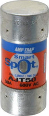Ferraz Shawmut - 500 VDC, 600 VAC, 50 Amp, Time Delay General Purpose Fuse - Clip Mount, 2-3/8" OAL, 100 at DC, 200 at AC, 300 (Self-Certified) kA Rating, 1-1/16" Diam - USA Tool & Supply