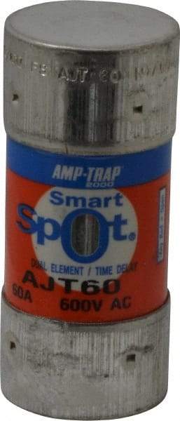 Ferraz Shawmut - 500 VDC, 600 VAC, 60 Amp, Time Delay General Purpose Fuse - Clip Mount, 2-3/8" OAL, 100 at DC, 200 at AC, 300 (Self-Certified) kA Rating, 1-1/16" Diam - USA Tool & Supply