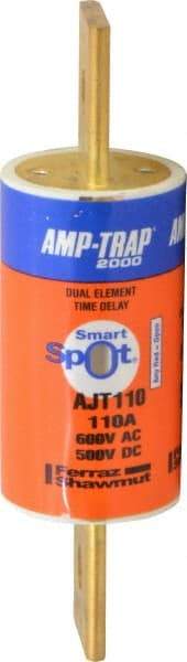 Ferraz Shawmut - 500 VDC, 600 VAC, 110 Amp, Time Delay General Purpose Fuse - Clip Mount, 5-3/4" OAL, 100 at DC, 200 at AC, 300 (Self-Certified) kA Rating, 1-5/8" Diam - USA Tool & Supply