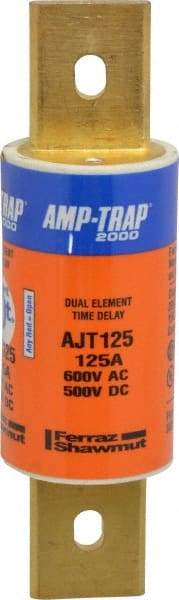 Ferraz Shawmut - 500 VDC, 600 VAC, 125 Amp, Time Delay General Purpose Fuse - Clip Mount, 5-3/4" OAL, 100 at DC, 200 at AC, 300 (Self-Certified) kA Rating, 1-5/8" Diam - USA Tool & Supply