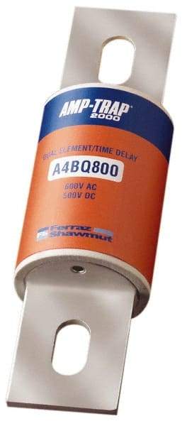 Ferraz Shawmut - 500 VDC, 600 VAC, 800 Amp, Time Delay General Purpose Fuse - Bolt-on Mount, 10-3/4" OAL, 100 at DC, 200 at AC, 300 (Self-Certified) kA Rating, 2-1/2" Diam - USA Tool & Supply