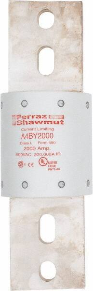 Ferraz Shawmut - 300 VDC, 600 VAC, 2000 Amp, Time Delay General Purpose Fuse - Bolt-on Mount, 10-3/4" OAL, 100 at DC, 200 at AC kA Rating, 3-1/2" Diam - USA Tool & Supply