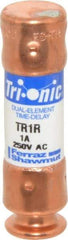 Ferraz Shawmut - 250 VAC/VDC, 1 Amp, Time Delay General Purpose Fuse - Clip Mount, 50.8mm OAL, 20 at DC, 200 at AC kA Rating, 9/16" Diam - USA Tool & Supply