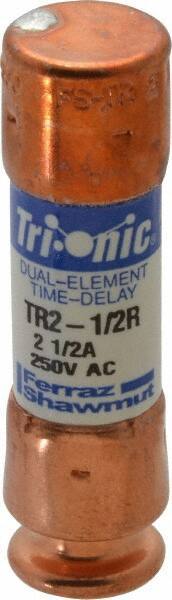 Ferraz Shawmut - 250 VAC/VDC, 2.5 Amp, Time Delay General Purpose Fuse - Clip Mount, 50.8mm OAL, 20 at DC, 200 at AC kA Rating, 9/16" Diam - USA Tool & Supply