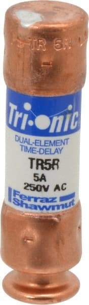 Ferraz Shawmut - 160 VDC, 250 VAC, 5 Amp, Time Delay General Purpose Fuse - Clip Mount, 50.8mm OAL, 20 at DC, 200 at AC kA Rating, 9/16" Diam - USA Tool & Supply