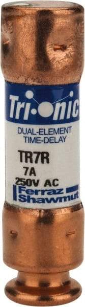 Ferraz Shawmut - 160 VDC, 250 VAC, 7 Amp, Time Delay General Purpose Fuse - Clip Mount, 50.8mm OAL, 20 at DC, 200 at AC kA Rating, 9/16" Diam - USA Tool & Supply