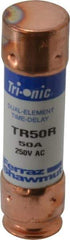 Ferraz Shawmut - 250 VAC/VDC, 50 Amp, Time Delay General Purpose Fuse - Clip Mount, 76.2mm OAL, 20 at DC, 200 at AC kA Rating, 13/16" Diam - USA Tool & Supply
