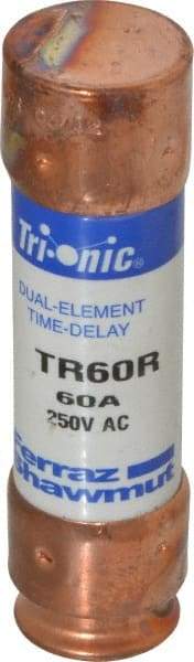 Ferraz Shawmut - 250 VAC/VDC, 60 Amp, Time Delay General Purpose Fuse - Clip Mount, 76.2mm OAL, 20 at DC, 200 at AC kA Rating, 13/16" Diam - USA Tool & Supply
