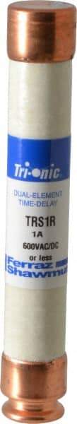 Ferraz Shawmut - 600 VAC/VDC, 1 Amp, Time Delay General Purpose Fuse - Clip Mount, 127mm OAL, 20 at DC, 200 at AC kA Rating, 13/16" Diam - USA Tool & Supply