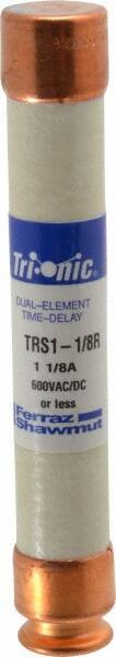 Ferraz Shawmut - 600 VAC/VDC, 1.13 Amp, Time Delay General Purpose Fuse - Clip Mount, 127mm OAL, 20 at DC, 200 at AC kA Rating, 13/16" Diam - USA Tool & Supply