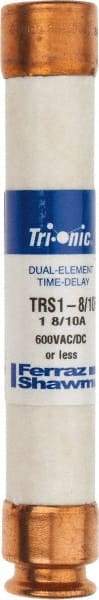 Ferraz Shawmut - 600 VAC/VDC, 1.8 Amp, Time Delay General Purpose Fuse - Clip Mount, 127mm OAL, 20 at DC, 200 at AC kA Rating, 13/16" Diam - USA Tool & Supply
