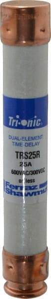 Ferraz Shawmut - 300 VDC, 600 VAC, 25 Amp, Time Delay General Purpose Fuse - Clip Mount, 127mm OAL, 20 at DC, 200 at AC kA Rating, 13/16" Diam - USA Tool & Supply