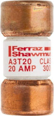 Ferraz Shawmut - 160 VDC, 300 VAC, 20 Amp, Fast-Acting General Purpose Fuse - Clip Mount, 7/8" OAL, 200 at AC, 50 at DC kA Rating, 13/32" Diam - USA Tool & Supply