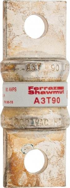 Ferraz Shawmut - 160 VDC, 300 VAC, 90 Amp, Fast-Acting General Purpose Fuse - Bolt-on Mount, 2-5/32" OAL, 200 at AC, 50 at DC kA Rating, 13/16" Diam - USA Tool & Supply