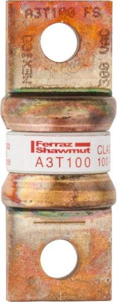 Ferraz Shawmut - 160 VDC, 300 VAC, 100 Amp, Fast-Acting General Purpose Fuse - Bolt-on Mount, 2-5/32" OAL, 200 at AC, 50 at DC kA Rating, 13/16" Diam - USA Tool & Supply