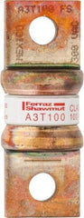 Ferraz Shawmut - 160 VDC, 300 VAC, 100 Amp, Fast-Acting General Purpose Fuse - Bolt-on Mount, 2-5/32" OAL, 200 at AC, 50 at DC kA Rating, 13/16" Diam - USA Tool & Supply