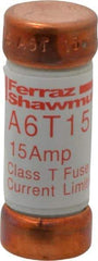 Ferraz Shawmut - 300 VDC, 600 VAC, 15 Amp, Fast-Acting General Purpose Fuse - Clip Mount, 1-1/2" OAL, 100 at DC, 200 at AC kA Rating, 9/16" Diam - USA Tool & Supply