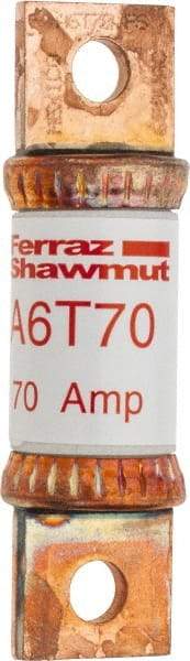 Ferraz Shawmut - 300 VDC & 600 VAC, 70 Amp, Fast-Acting General Purpose Fuse - Bolt-on Mount, 75mm OAL, 100 at DC, 200 at AC kA Rating, 13/16" Diam - USA Tool & Supply