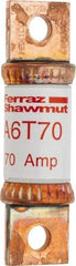 Ferraz Shawmut - 300 VDC & 600 VAC, 70 Amp, Fast-Acting General Purpose Fuse - Bolt-on Mount, 75mm OAL, 100 at DC, 200 at AC kA Rating, 13/16" Diam - USA Tool & Supply