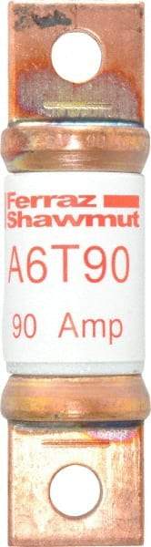 Ferraz Shawmut - 300 VDC & 600 VAC, 90 Amp, Fast-Acting General Purpose Fuse - Bolt-on Mount, 75mm OAL, 100 at DC, 200 at AC kA Rating, 13/16" Diam - USA Tool & Supply