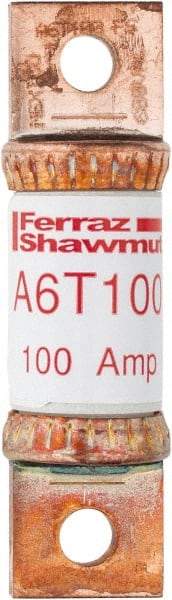 Ferraz Shawmut - 300 VDC & 600 VAC, 100 Amp, Fast-Acting General Purpose Fuse - Bolt-on Mount, 75mm OAL, 100 at DC, 200 at AC kA Rating, 13/16" Diam - USA Tool & Supply