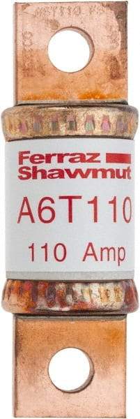Ferraz Shawmut - 300 VDC, 600 VAC, 110 Amp, Fast-Acting General Purpose Fuse - Bolt-on Mount, 3-1/4" OAL, 100 at DC, 200 at AC kA Rating, 1-1/16" Diam - USA Tool & Supply