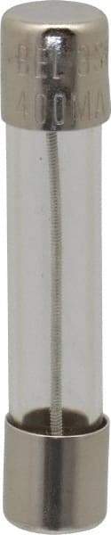 Ferraz Shawmut - 250 VAC, 0.4 Amp, Time Delay Miniature Glass Fuse - Clip Mount, 1-1/4" OAL, 1/4" Diam - USA Tool & Supply