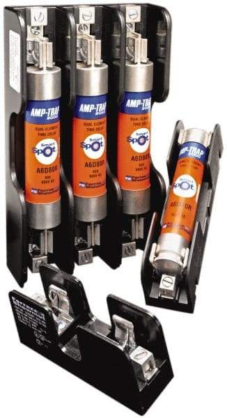 Ferraz Shawmut - 3 Pole, 6 to 2/0 AWG, 250/600 VAC/VDC, 100 Amp, DIN Rail Mount, Screw Mount Fuse Block - 5/16 Inch Diameter x 10.08 Inch Long x 5.8 Inch Wide x 2.48 Inch High Block - USA Tool & Supply