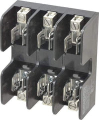 Ferraz Shawmut - 3 Pole, 250 VAC/VDC, 60 Amp, Screw Mount Fuse Block - 3 Inch Long x 3 Inch Wide x 1.38 Inch High Block - USA Tool & Supply