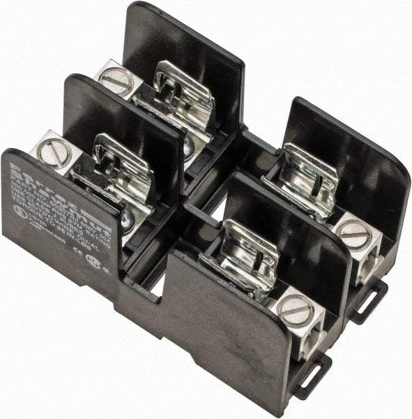 Ferraz Shawmut - 2 Pole, 14 to 2 AWG, 600 VAC/VDC, 30 Amp, DIN Rail Mount, Screw Mount Fuse Block - 3.9 Inch Long x 2.45 Inch Wide x 2.2 Inch High Block - USA Tool & Supply