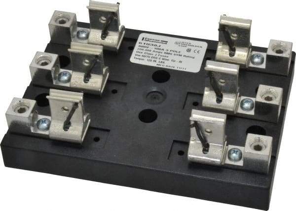 Ferraz Shawmut - 3 Pole, 6 to 2/0 AWG, 600 VAC/VDC, 100 Amp, Screw Mount Fuse Block - 4 Inch Long x 4.65 Inch Wide x 2.21 Inch High Block - USA Tool & Supply