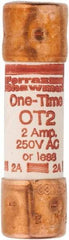 Ferraz Shawmut - 250 VAC/VDC, 2 Amp, Fast-Acting General Purpose Fuse - Clip Mount, 50.8mm OAL, 20 at DC, 50 at AC kA Rating, 9/16" Diam - USA Tool & Supply
