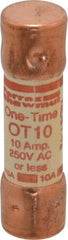 Ferraz Shawmut - 250 VAC/VDC, 10 Amp, Fast-Acting General Purpose Fuse - Clip Mount, 50.8mm OAL, 20 at DC, 50 at AC kA Rating, 9/16" Diam - USA Tool & Supply