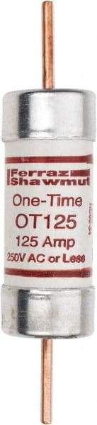 Ferraz Shawmut - 250 VAC/VDC, 125 Amp, Fast-Acting General Purpose Fuse - Clip Mount, 7-1/8" OAL, 20 at DC, 50 at AC kA Rating, 1-9/16" Diam - USA Tool & Supply