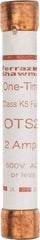Ferraz Shawmut - 300 VDC, 600 VAC, 2 Amp, Fast-Acting General Purpose Fuse - Clip Mount, 127mm OAL, 20 at DC, 50 at AC kA Rating, 13/16" Diam - USA Tool & Supply