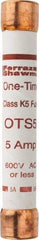 Ferraz Shawmut - 300 VDC, 600 VAC, 5 Amp, Fast-Acting General Purpose Fuse - Clip Mount, 127mm OAL, 20 at DC, 50 at AC kA Rating, 13/16" Diam - USA Tool & Supply